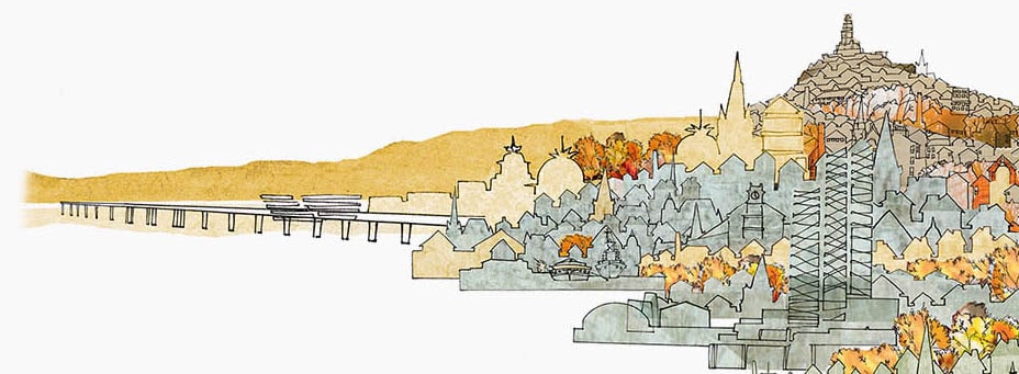 Tay Bridge and Dundee Illustration